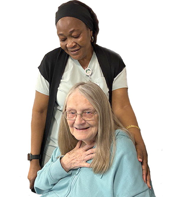 photo: psw hugs elderly woman